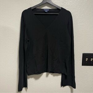 Ann Taylor VNeck Black Sweater With Bell Sleeves Size XL